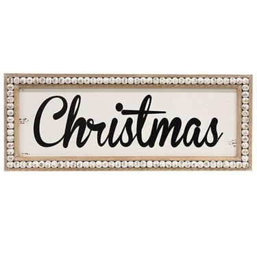 Beaded Distressed Christmas Sign - The Fox Decor